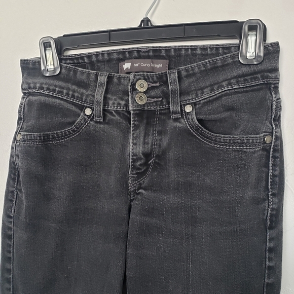 Levi's 529 Curvy Straight Jeans Black Faux Flap Pockets Women's 4 27x32 Denim - Picture 8 of 8